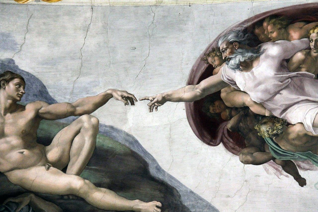 La creación de Adán, fresco de Miguel Ángel.