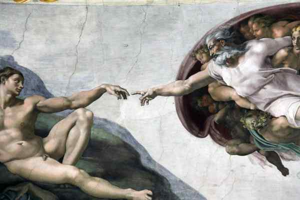 La creación de Adán, fresco de Miguel Ángel.