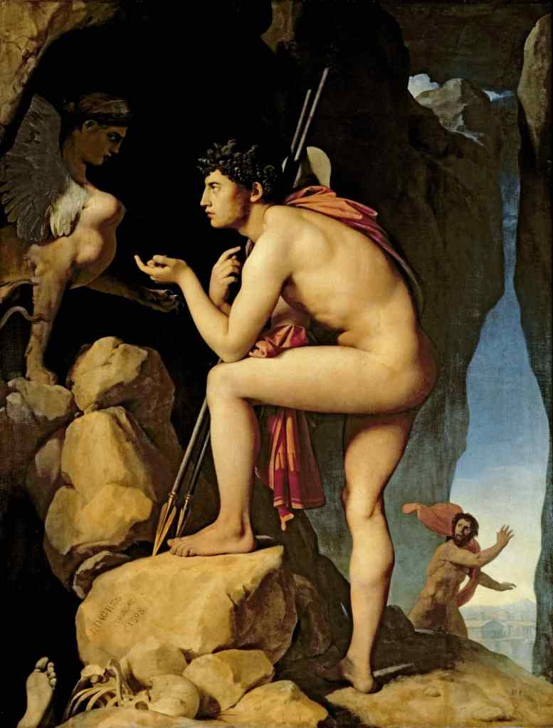 Edipo y la esfinge de Jean-Auguste-Dominique Ingres, Museo del Louvre. Wikipedia.